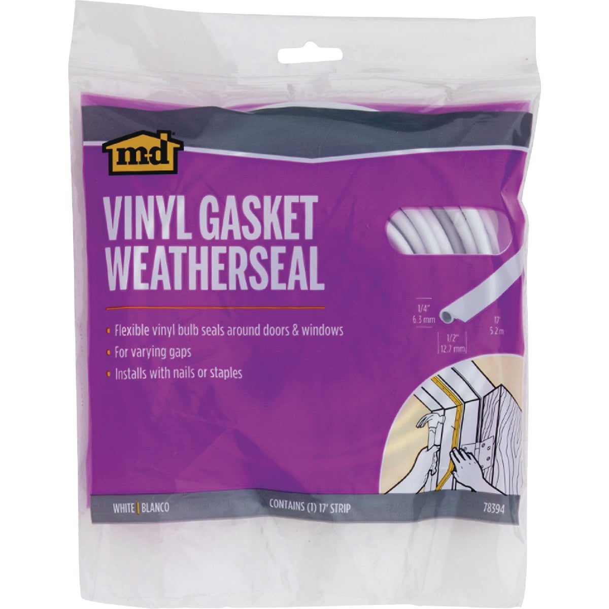 M-D Building Products 17 Ft. White Vinyl Gasket Weatherseal for Doors & Windows Image 3