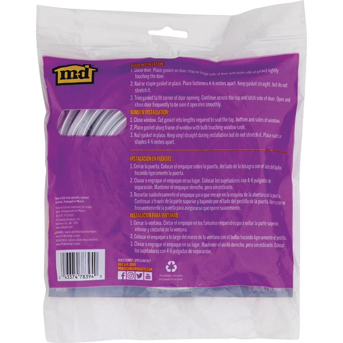 M-D Building Products 17 Ft. White Vinyl Gasket Weatherseal for Doors & Windows Image 5