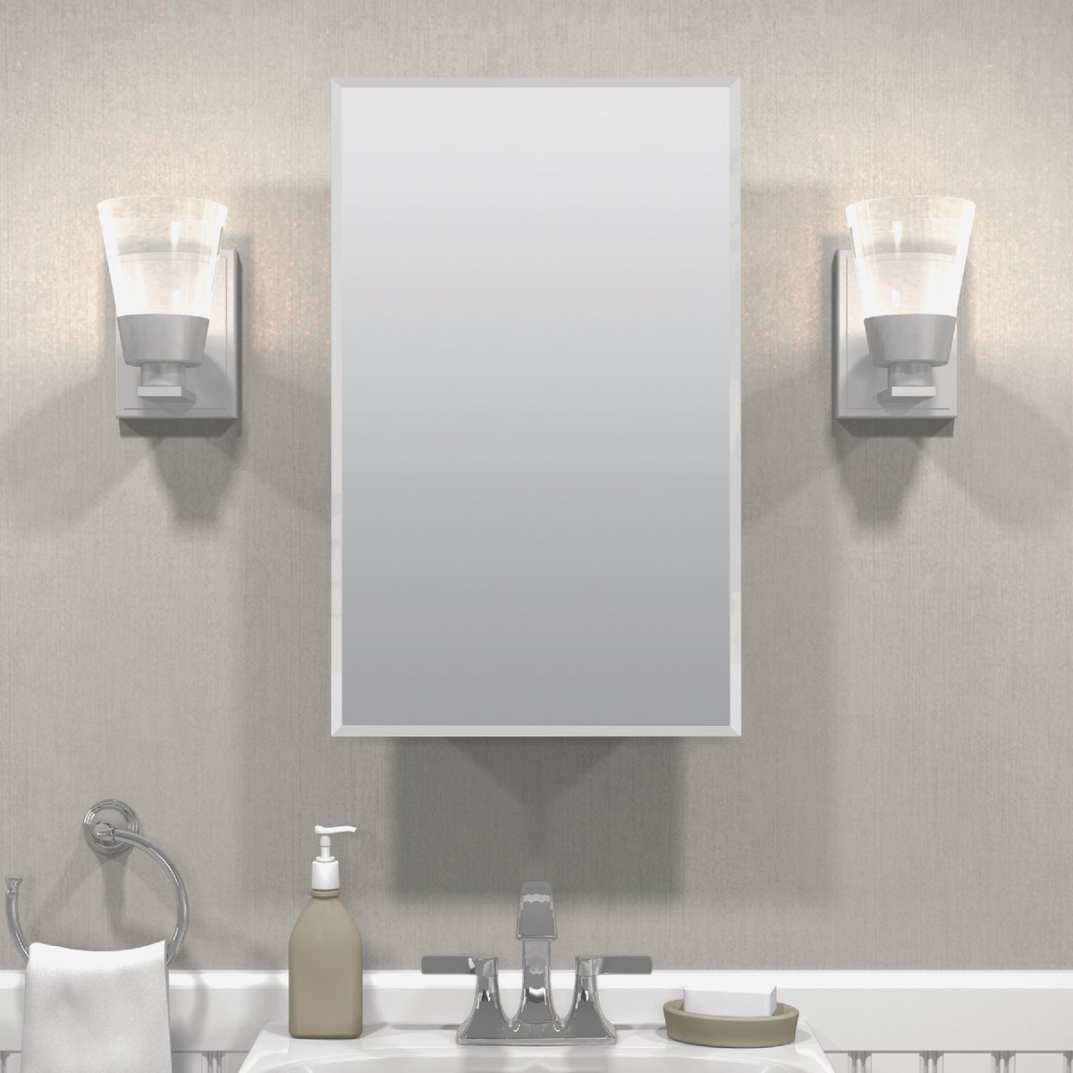 Zenith Frameless Beveled 16 In. W x 26 In. H x 4-1/2 In. D Single Mirror Surface/Recess Mount Medicine Cabinet Image 2