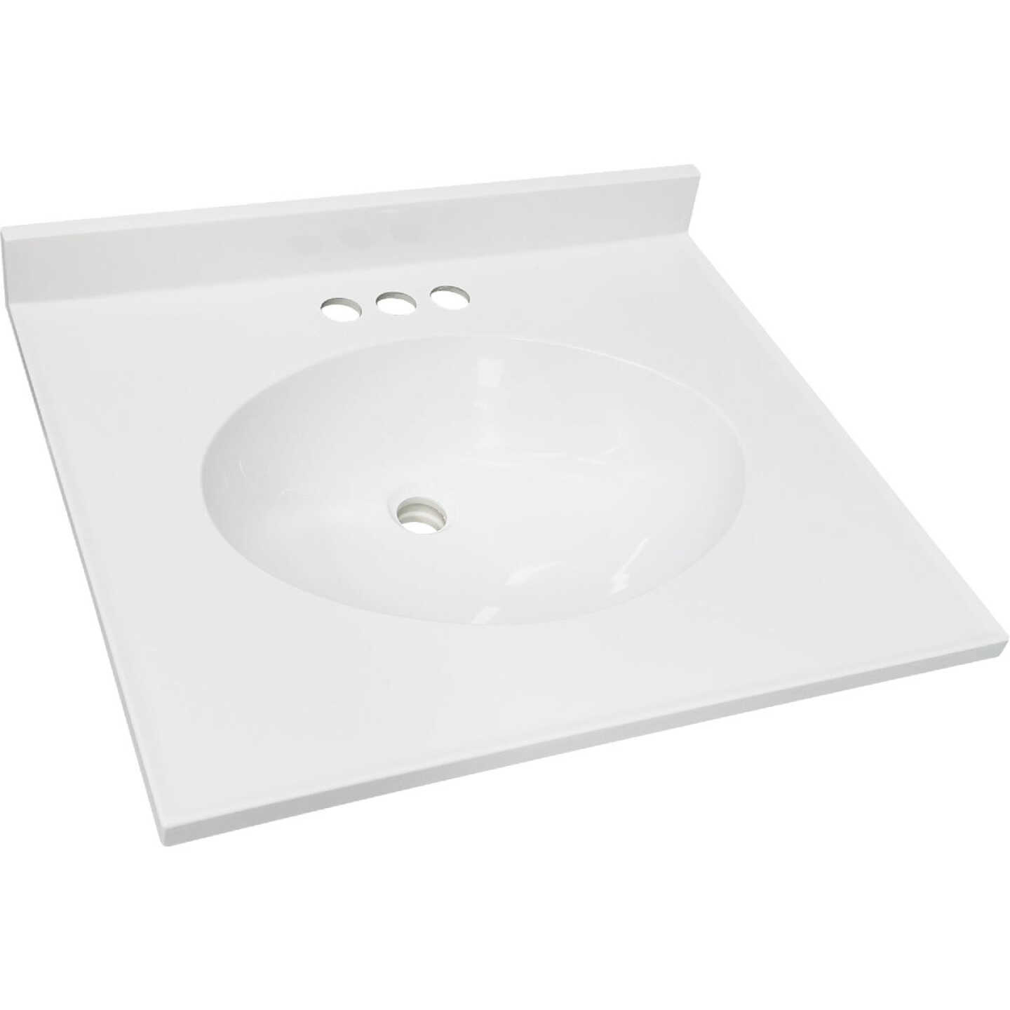 CraftMark 19 In. x 17 In. Cultured Marble Solid High Gloss White Vanity Top with Round Bowl Image 1