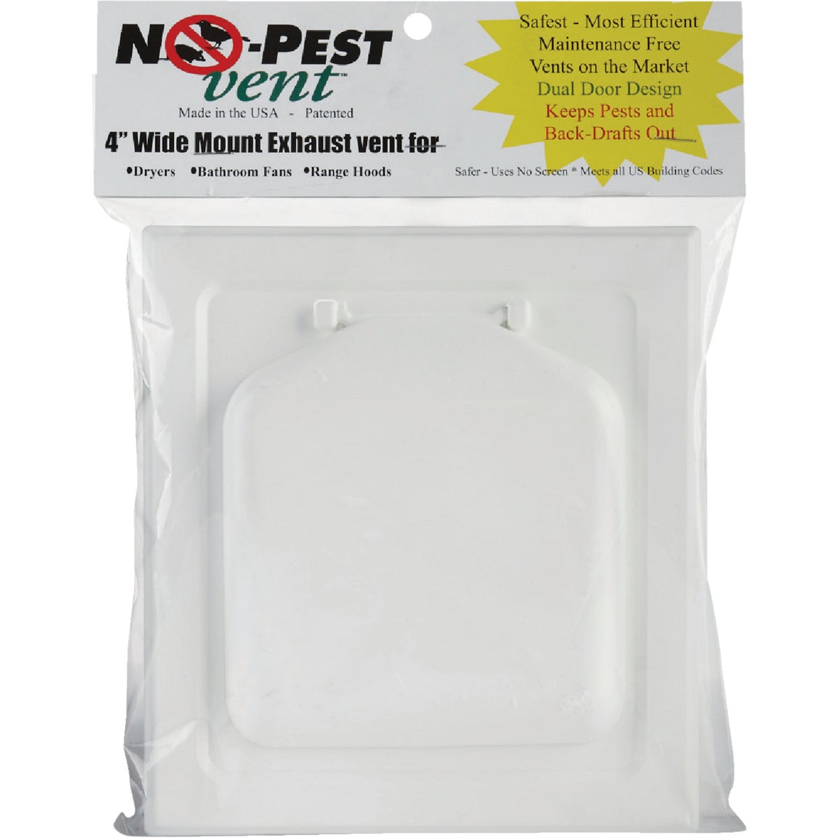 No-Pest 4 In. White Plastic Wide Mount Dryer Vent Hood Image 2