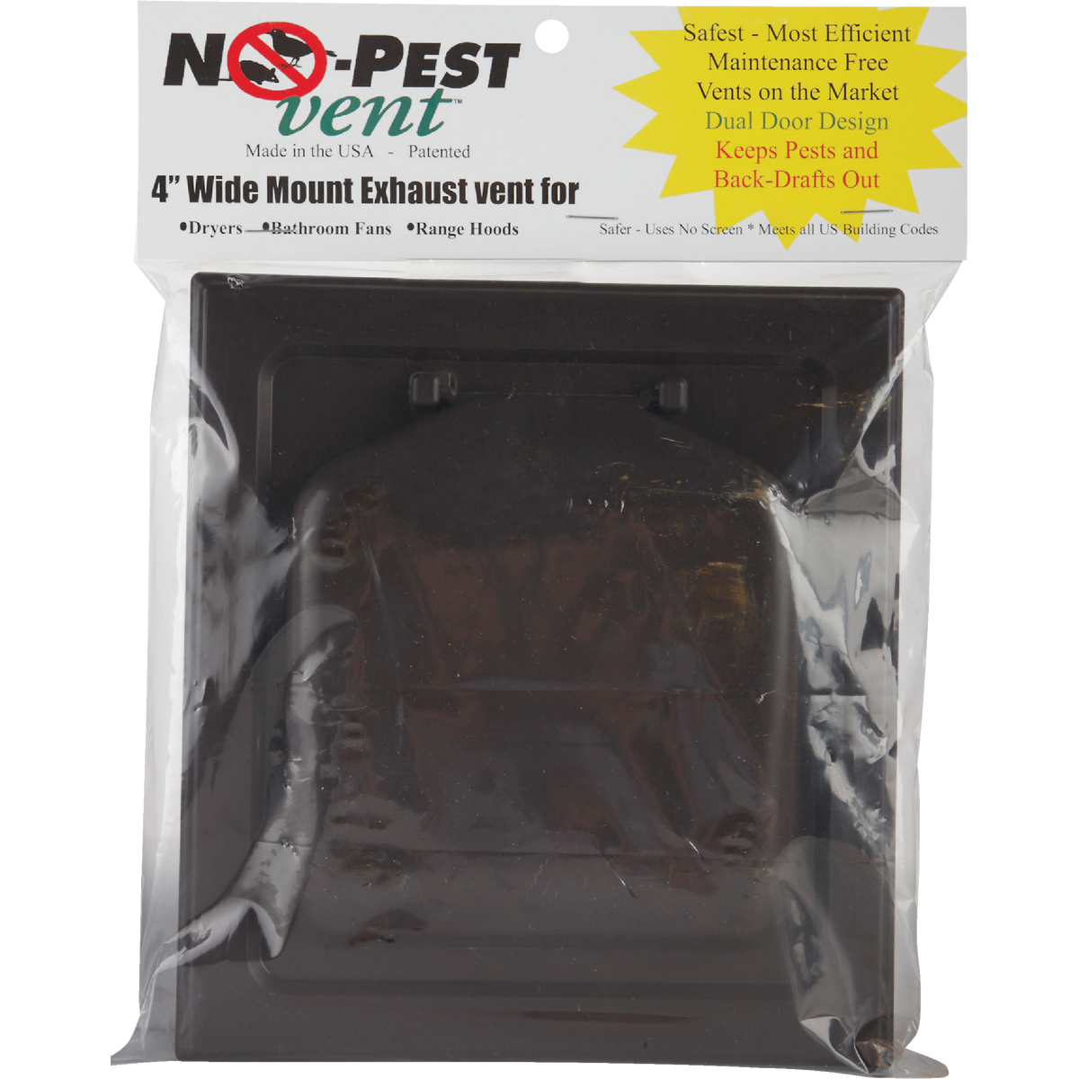 No-Pest 4 In. Brown Plastic Wide Mount Dryer Vent Hood Image 2