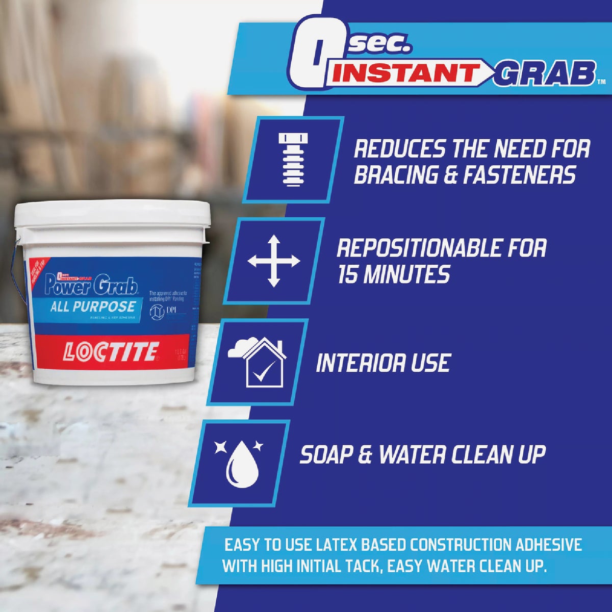LOCTITE Power Grab 1 Gal. All-Purpose Paneling & FRP Adhesive Image 4