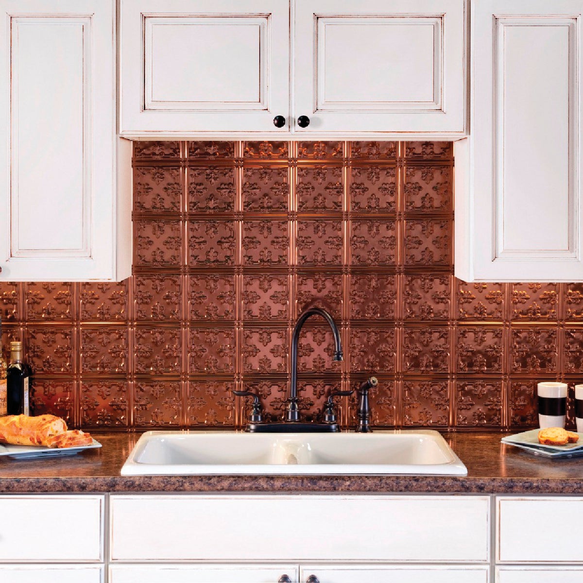 Fasade 18 In. x 24 In. Thermoplastic Backsplash Panel, Oil-Rubbed Bronze Traditional 10 Image 2