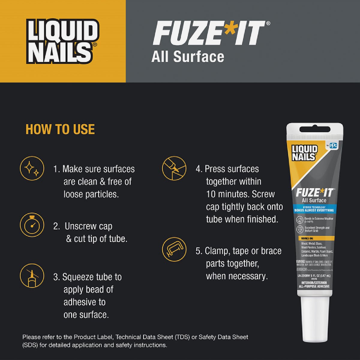 Liquid Nails Fuze-It 5 Oz. All Surface Construction Adhesive Image 3