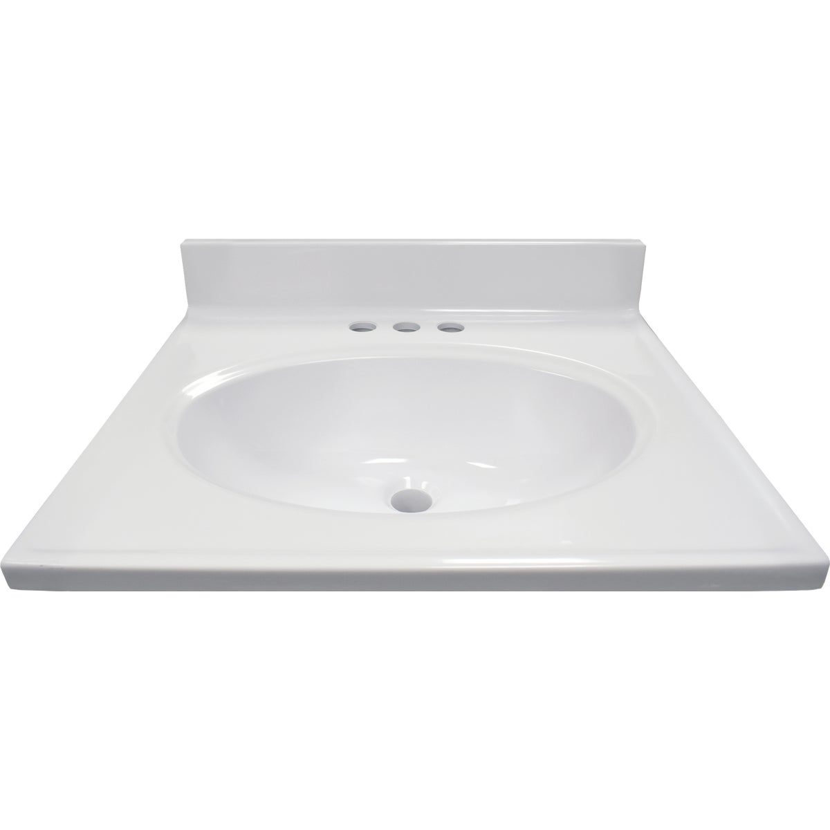 Modular Vanity Tops 19 In. W x 17 In. D Solid White Cultured Marble Non-Drip Edge Vanity Top with Oval Bowl Image 3