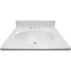 Modular Vanity Tops 19 In. W x 17 In. D Solid White Cultured Marble Non-Drip Edge Vanity Top with Oval Bowl Image 3