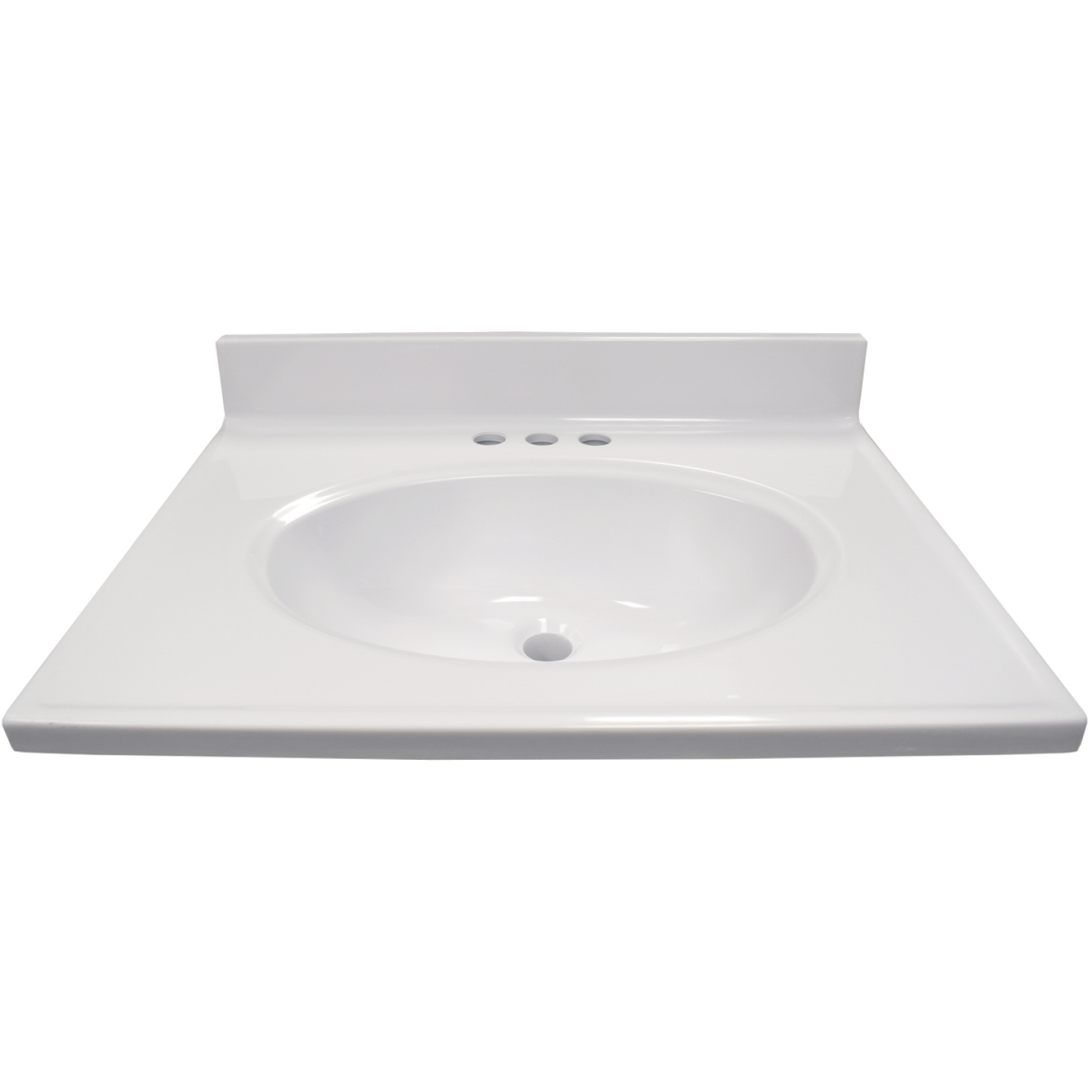 Modular Vanity Tops 25 In. W x 19 In. D Solid White Cultured Marble Non-Drip Edge Vanity Top with Oval Bowl Image 2