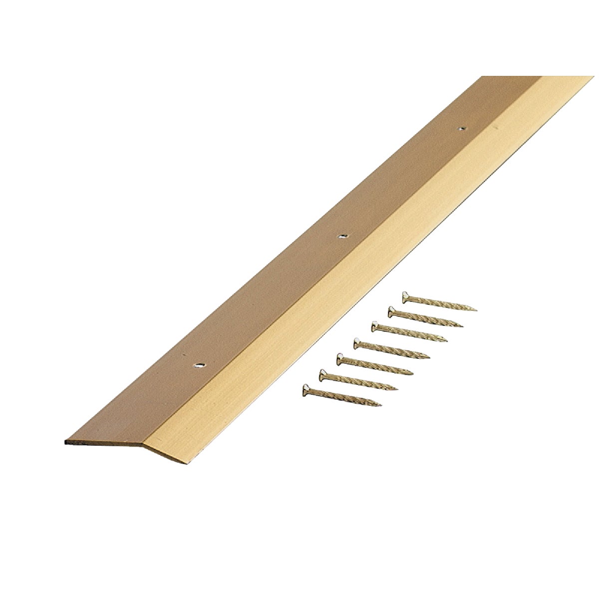 M-D Building Products 2 In. x 72 In. Satin Brass Aluminum Carpet Trim with Screw Nails