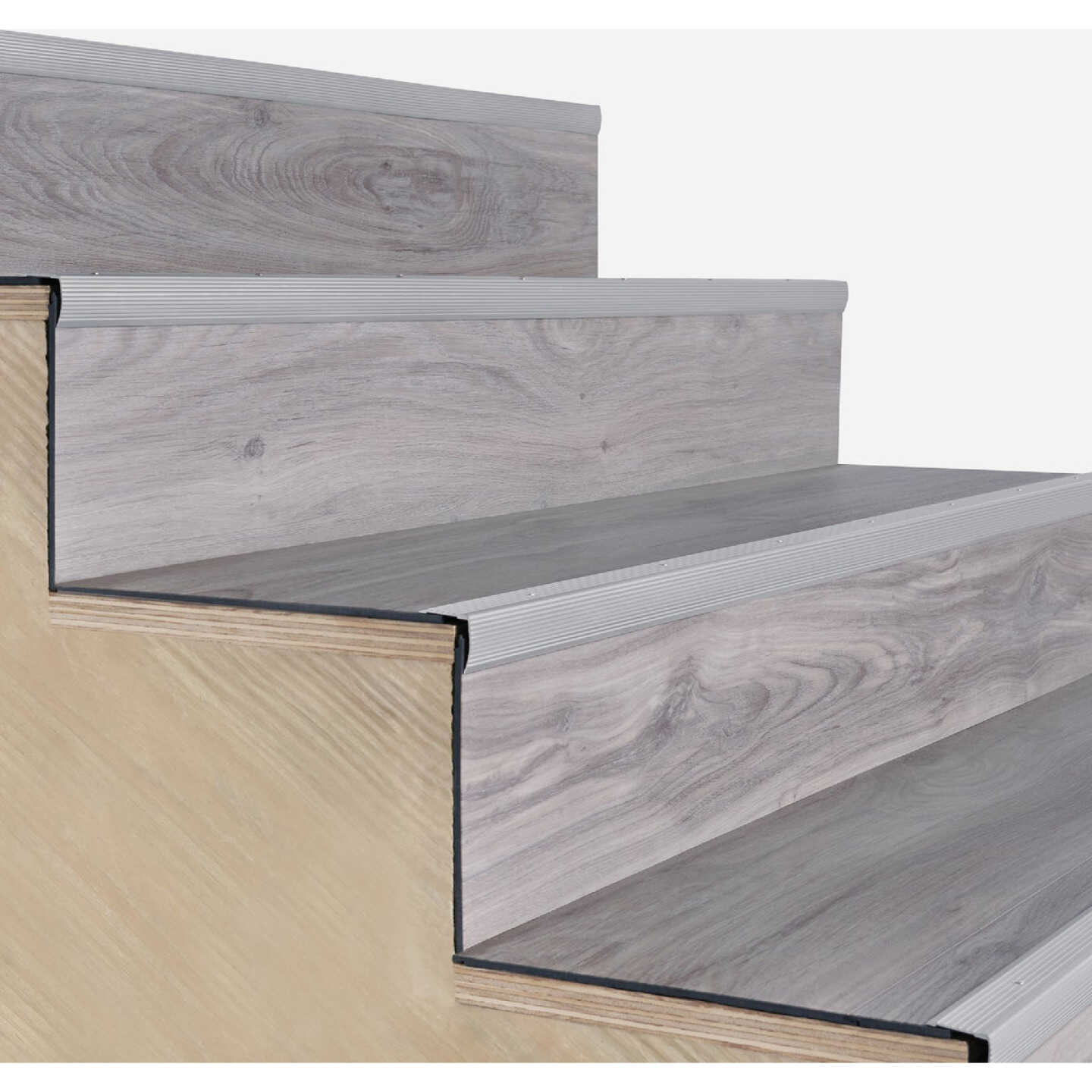 M-D Building Products 1-1/8 In. X 1-1/8 In. X 72 In. Silver Aluminum Stair Edging with Screw Nails Image 4