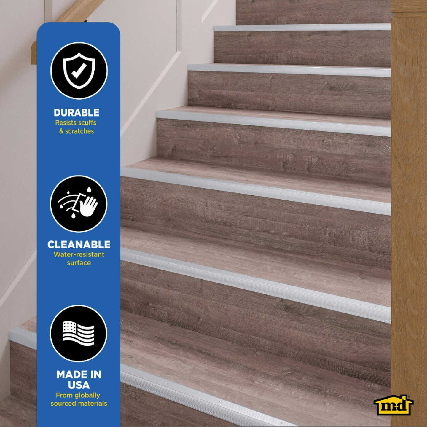 M-D Building Products 1-1/8 In. X 1-1/8 In. X 36 In. Silver Aluminum Stair Edging with Screw Nails Image 5