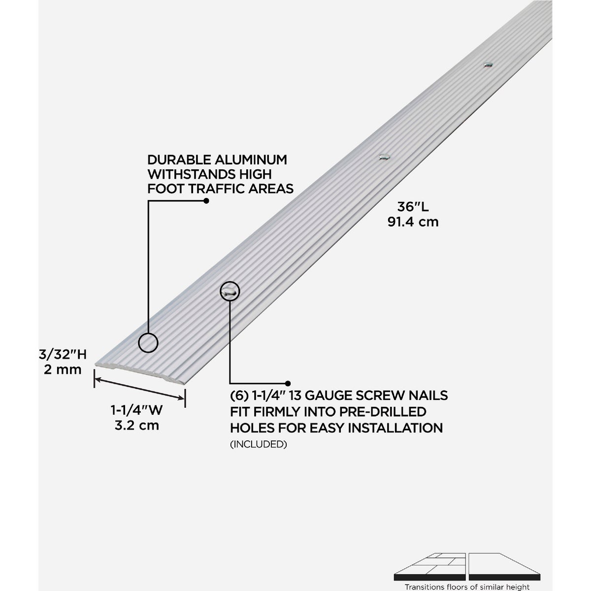 M-D Building Products 1-1/4 In. x 36 In. Silver Aluminum Seam Binder with Screw Nails Image 2
