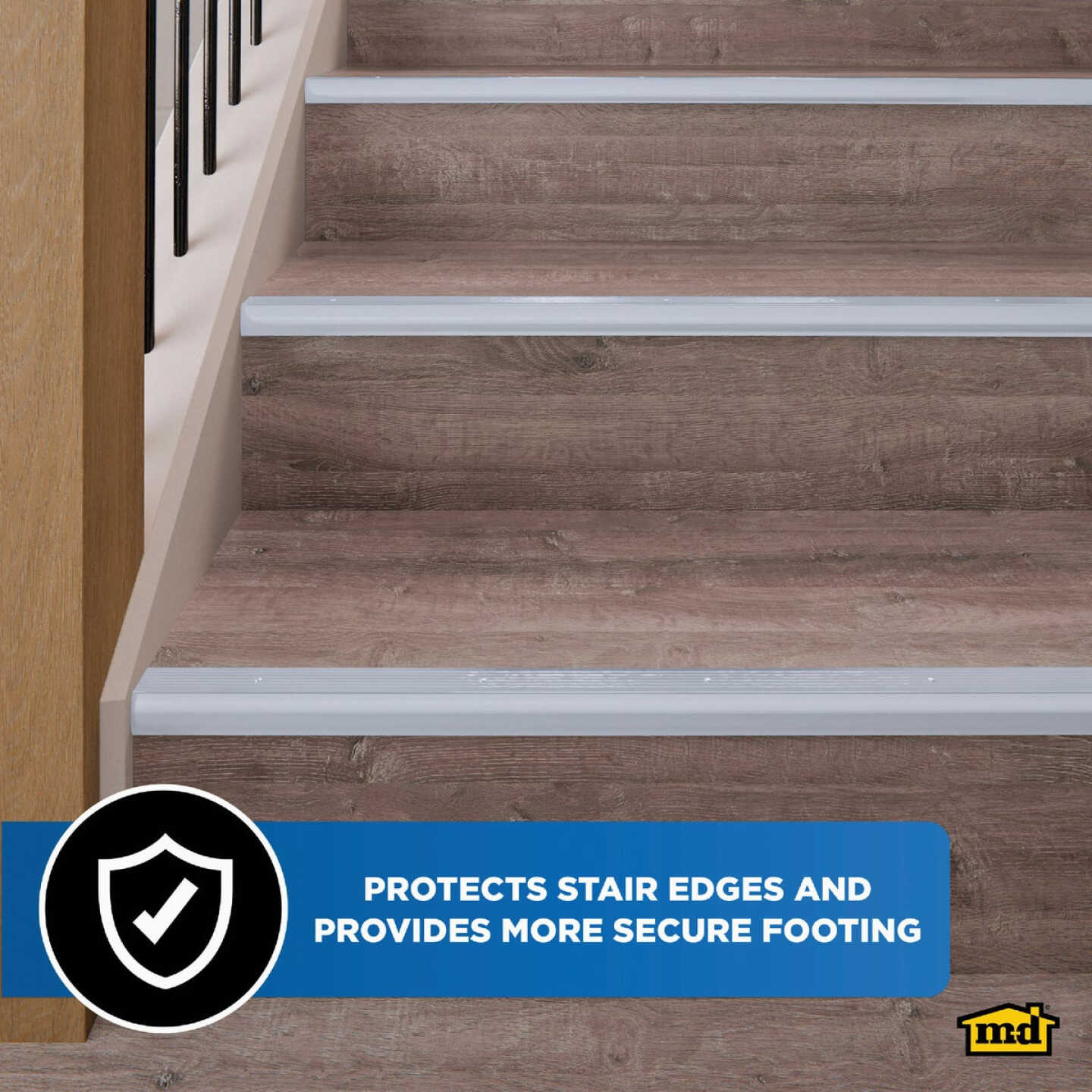 M-D Building Products 1-1/8 In. X 1-1/8 In. X 36 In. Polished Aluminum Stair Edging with Screw Nails Image 3