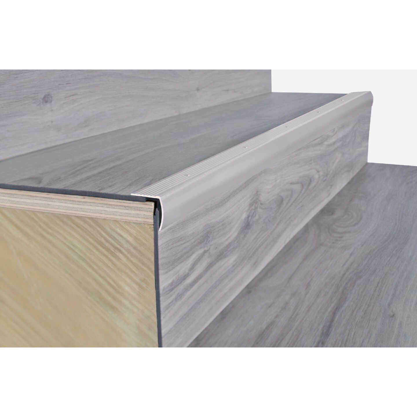 M-D Building Products 1-1/8 In. X 1-1/8 In. X 72 In. Polished Aluminum Stair Edging with Screw Nails Image 4