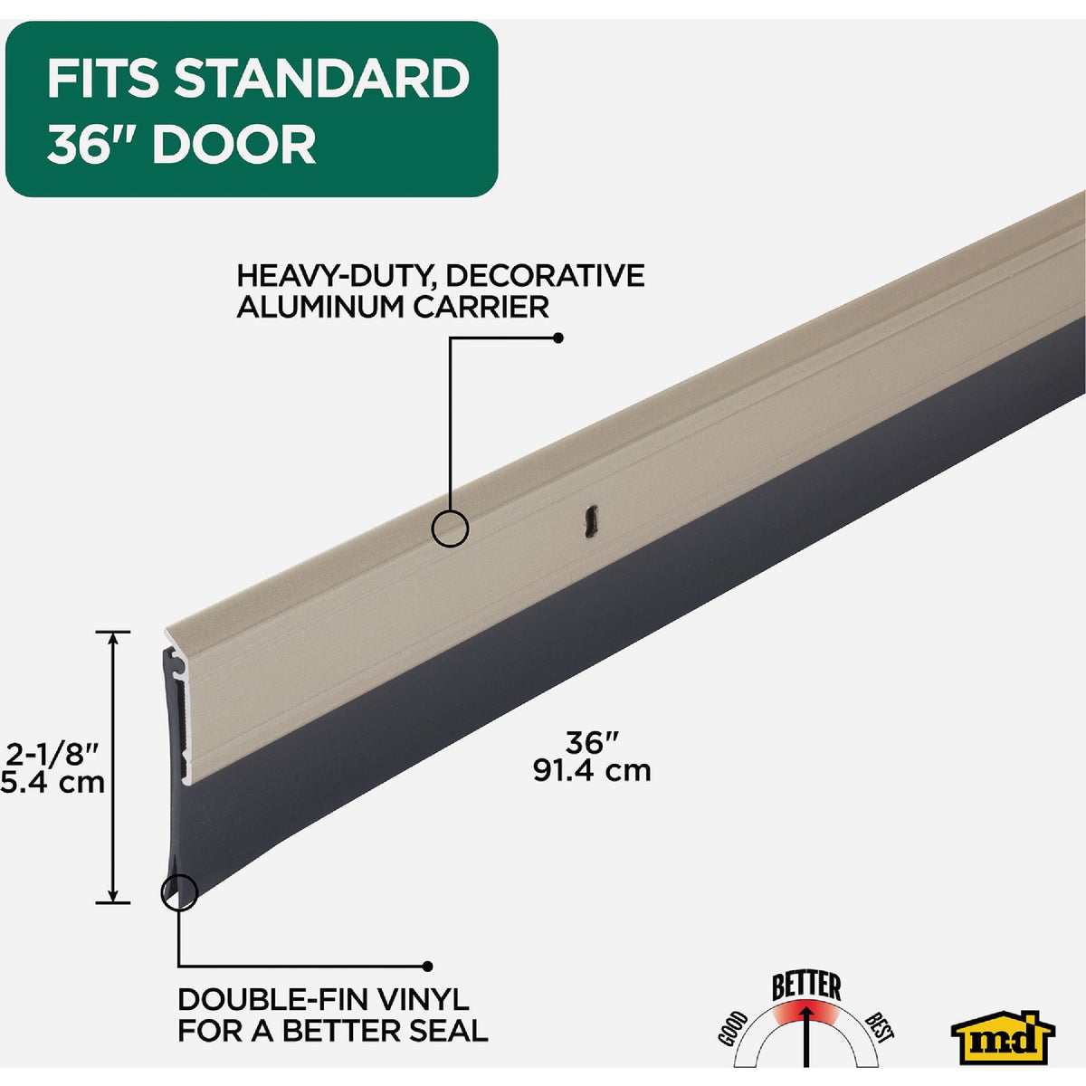 M-D Building Products 0.25 In. 36 In. Satin Nickel Door Sweep Image 2