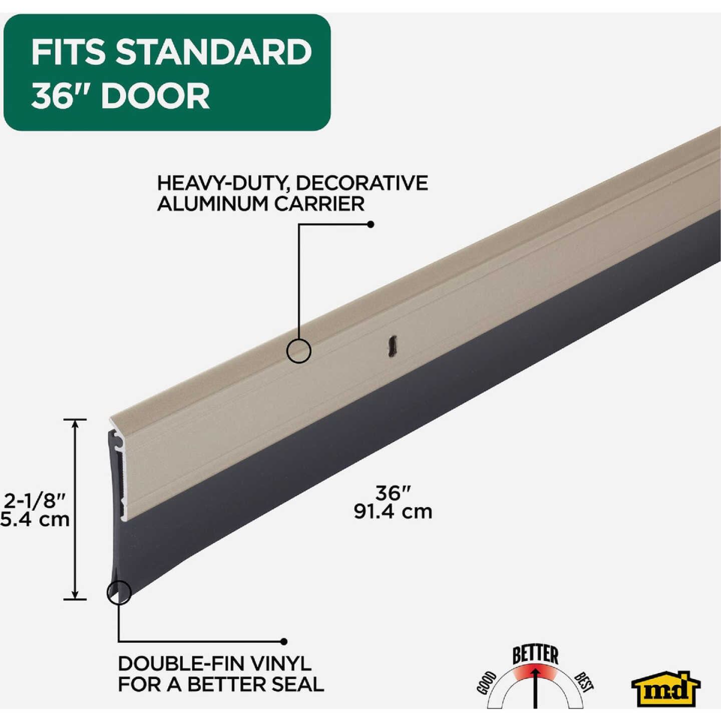 M-D Building Products 0.25 In. 36 In. Satin Nickel Door Sweep Image 2