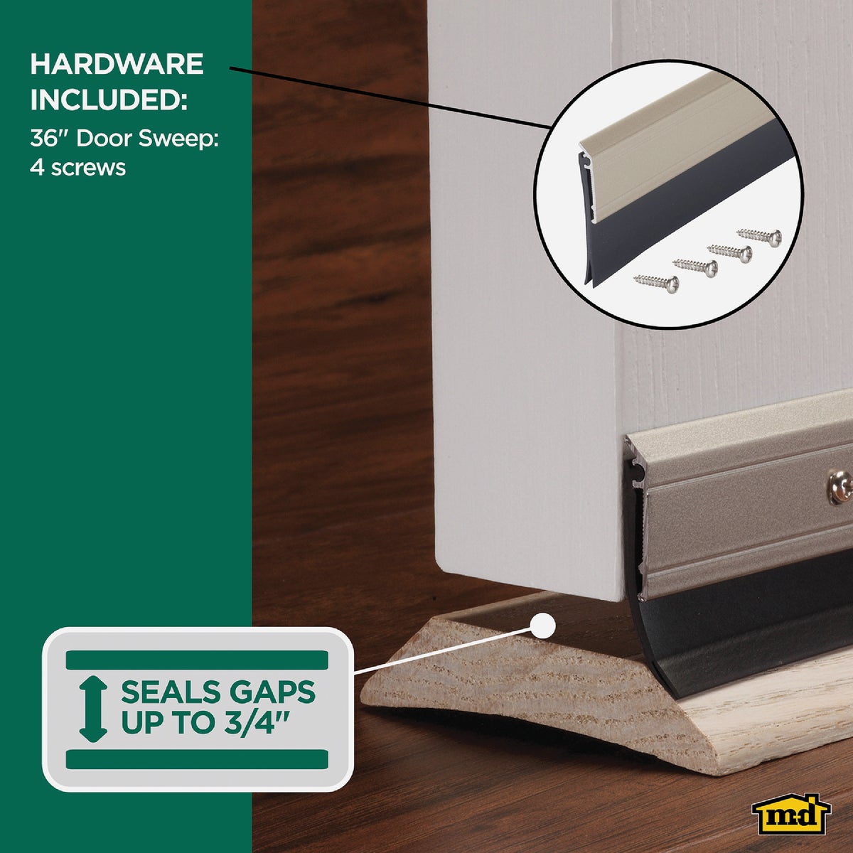 M-D Building Products 0.25 In. 36 In. Satin Nickel Door Sweep Image 3