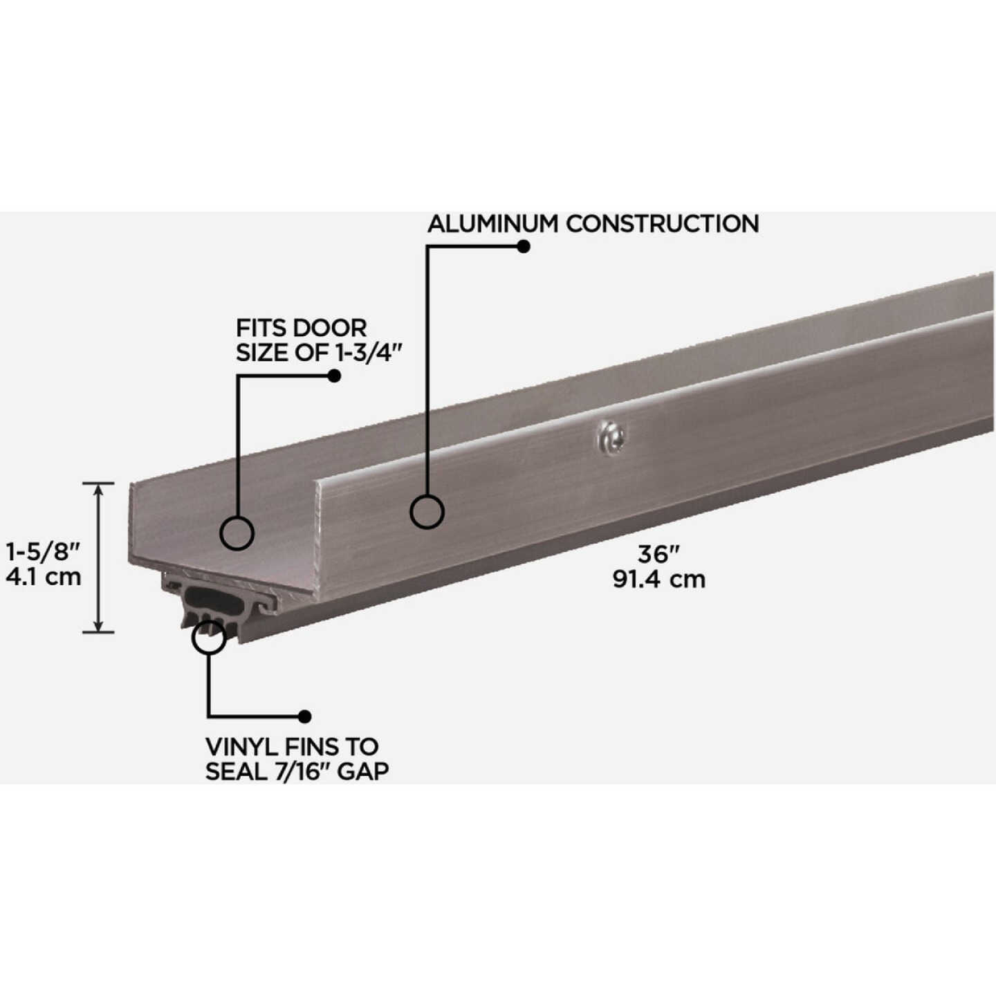 M-D Building Products 1.75 In. W. x 1.625 In. H. x 36 In. L. Aluminum Silver Door Bottom Image 2