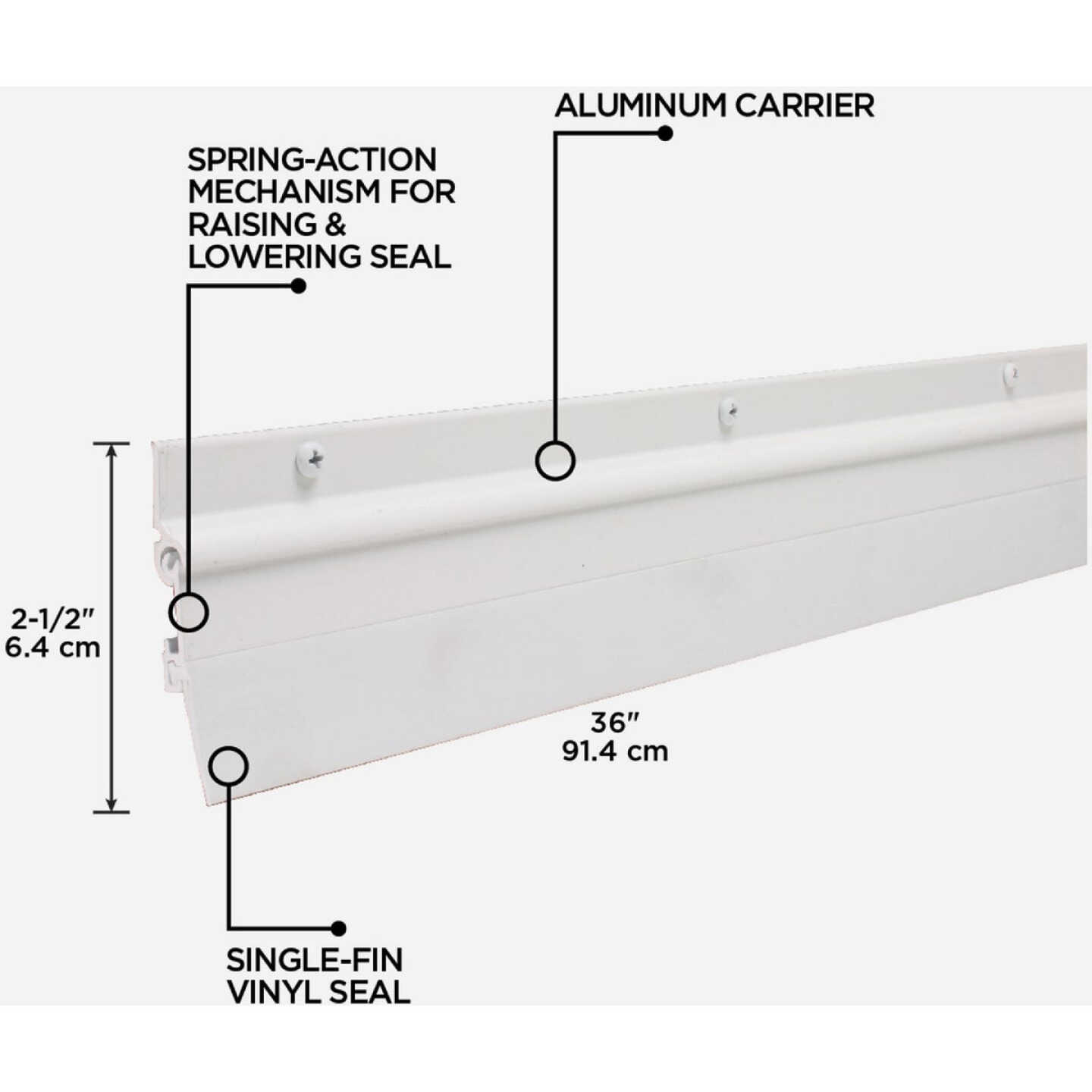M-D Building Products 0.375 In. 36 In. White Door Sweep Image 2