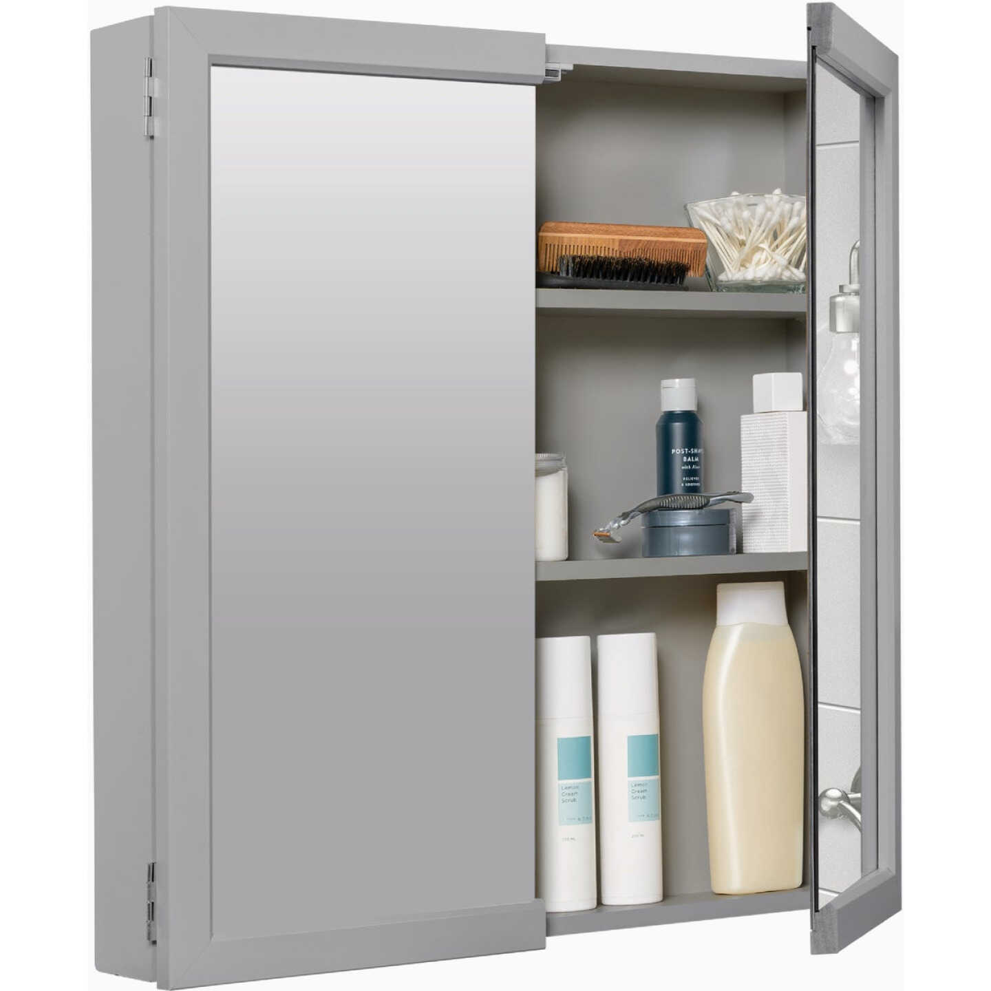 Zenna Home Gray 24 In. W x 26 In. H x 4.5 In. D Bi-View Surface Mount Framed Medicine Cabinet Image 3