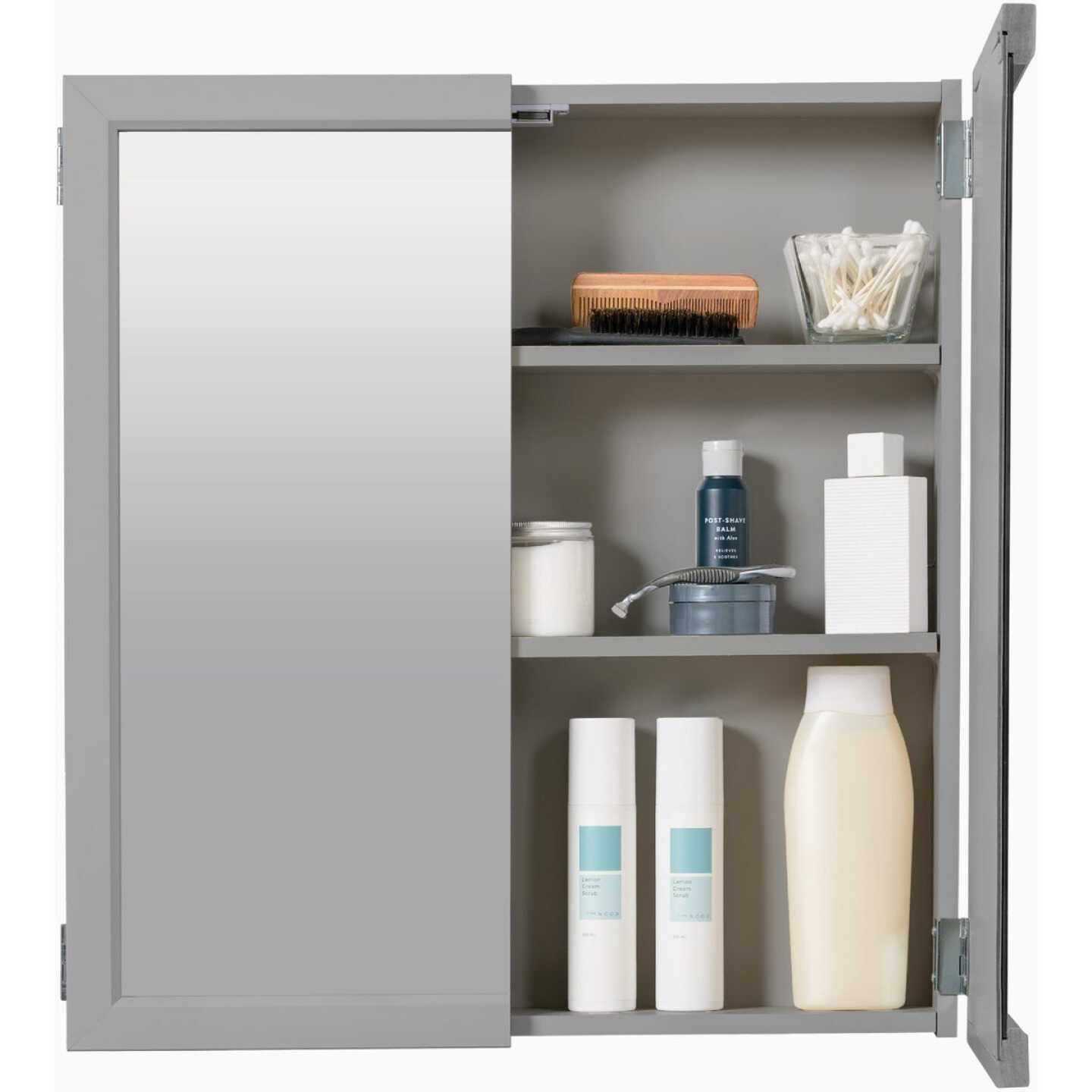 Zenna Home Gray 24 In. W x 26 In. H x 4.5 In. D Bi-View Surface Mount Framed Medicine Cabinet Image 4