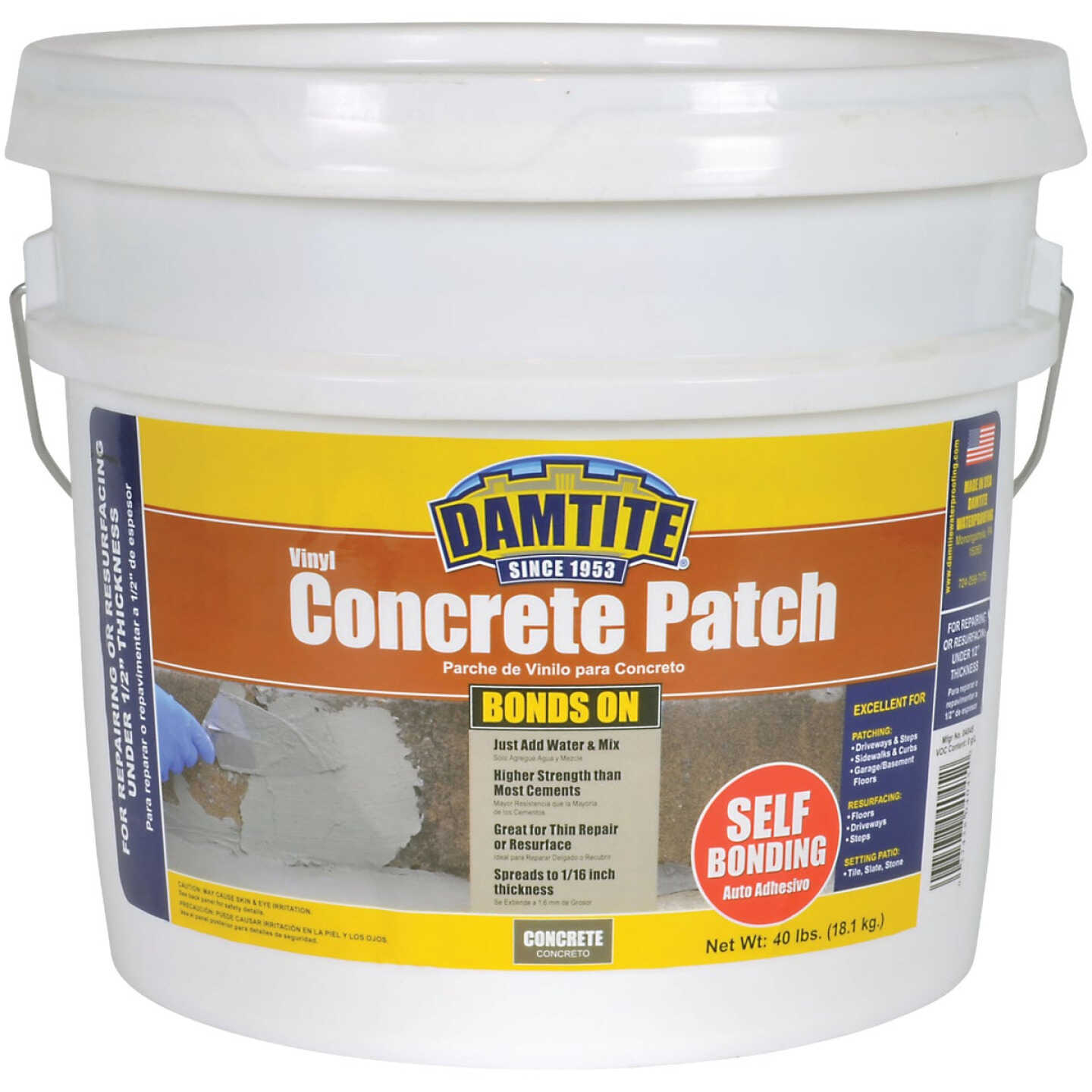 Damtite BondsOn 40 Lb. Gray Ready-to-Use Vinyl Concrete Patch Image 1