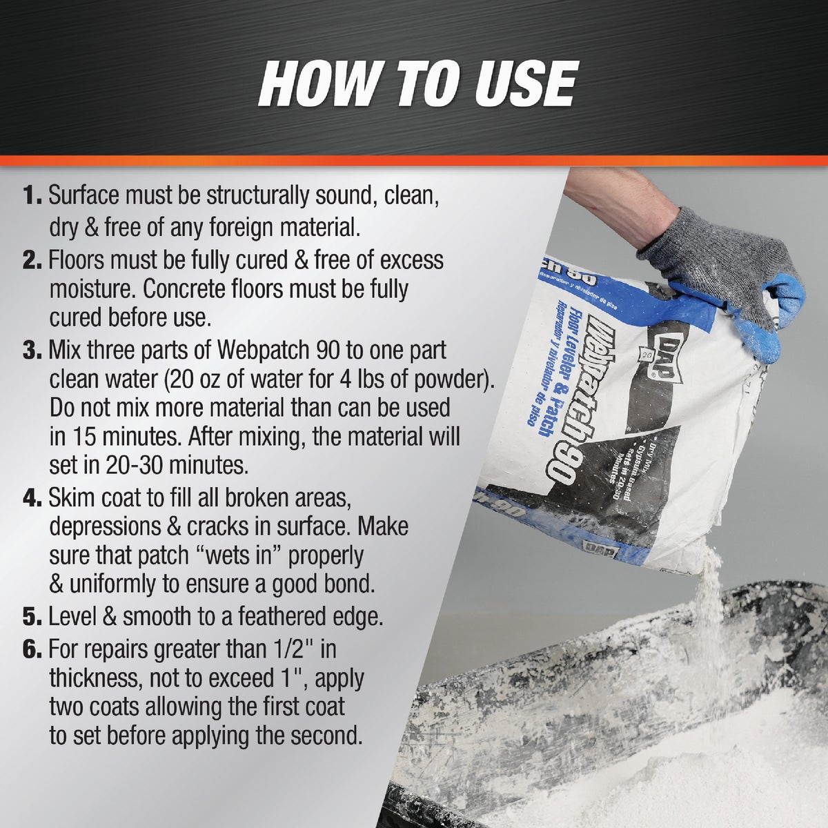 DAP Webpatch 90 Floor Leveler and Patch, Off White, 4 Lbs. Image 3