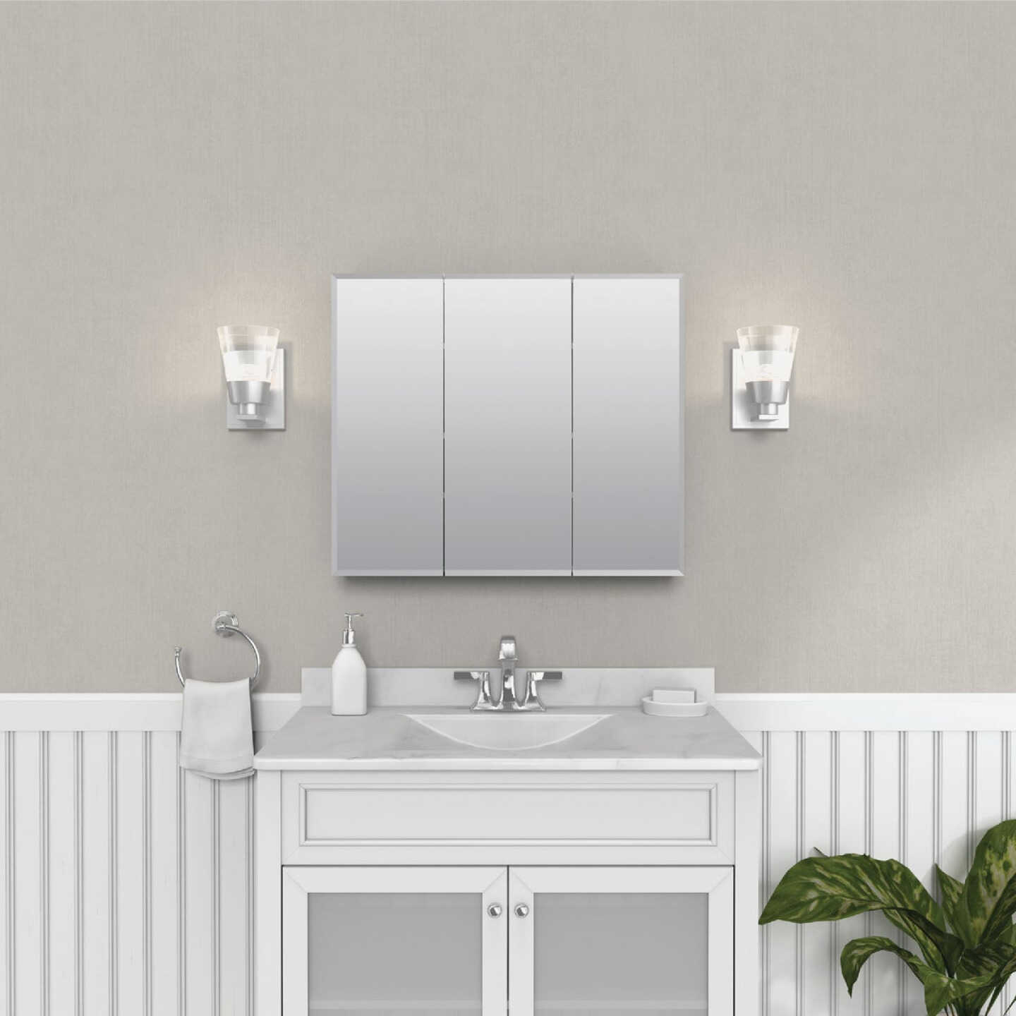 Zenith Frameless Beveled 29-5/8 In. W x 25-3/8 In. H x 4-1/2 In. D Tri-View Surface Mount Medicine Cabinet Image 2