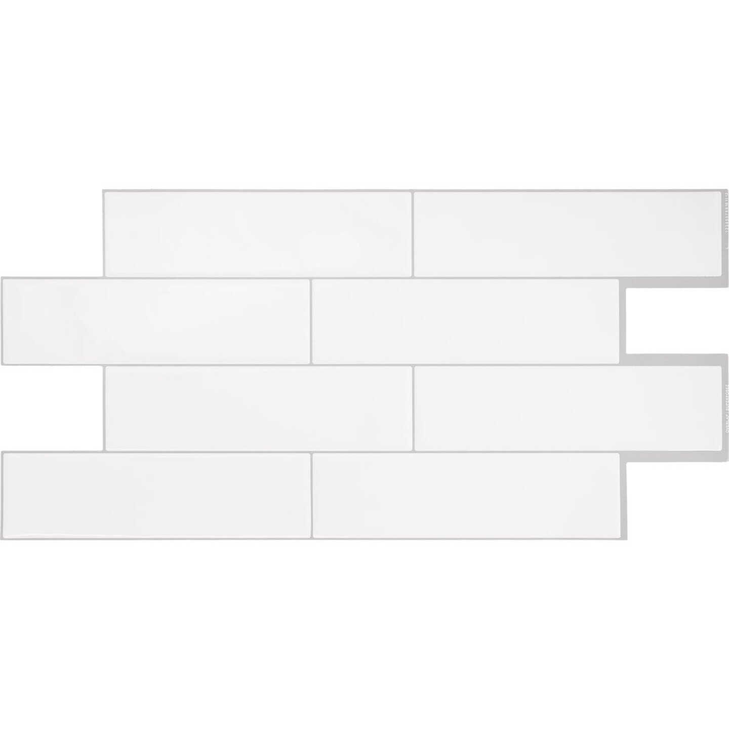 Smart Tiles Approx. 11 In. x 22 In. Glass-Like Vinyl Backsplash Peel & Stick, Oslo White Subway Tile (2-Pack) Image 1