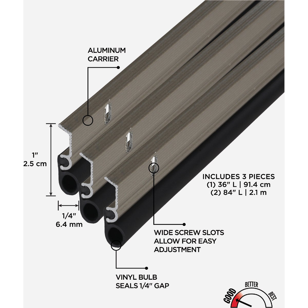 M-D Building Products Satin Nickel Aluminum and Vinyl Screw-on Top and Sides Door Seal Kit Image 2