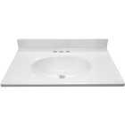 Modular Vanity Tops 31 In. W x 19 In. D Solid White Cultured Marble Non-Drip Edge Vanity Top with Oval Bowl Image 2