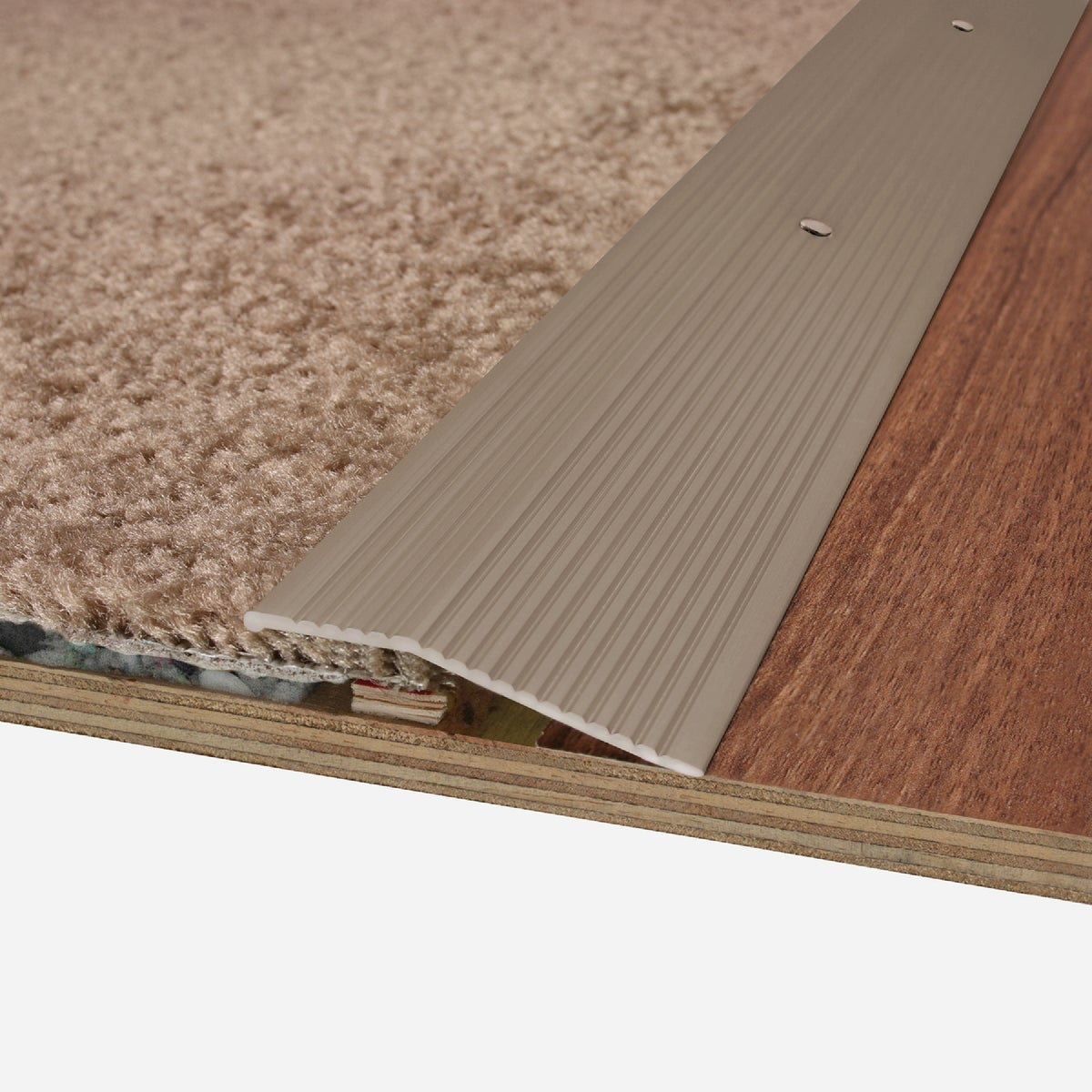 M-D Building Products 2 In. X 36 In. Pewter Aluminum Carpet Trim with Screw Nails Image 3