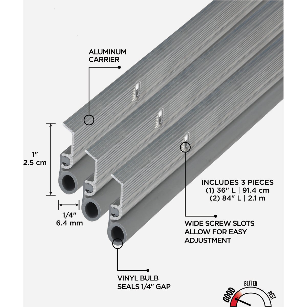 M-D Building Products Silver Aluminum and Vinyl Screw-on Top and Sides Door Seal Kit Image 2