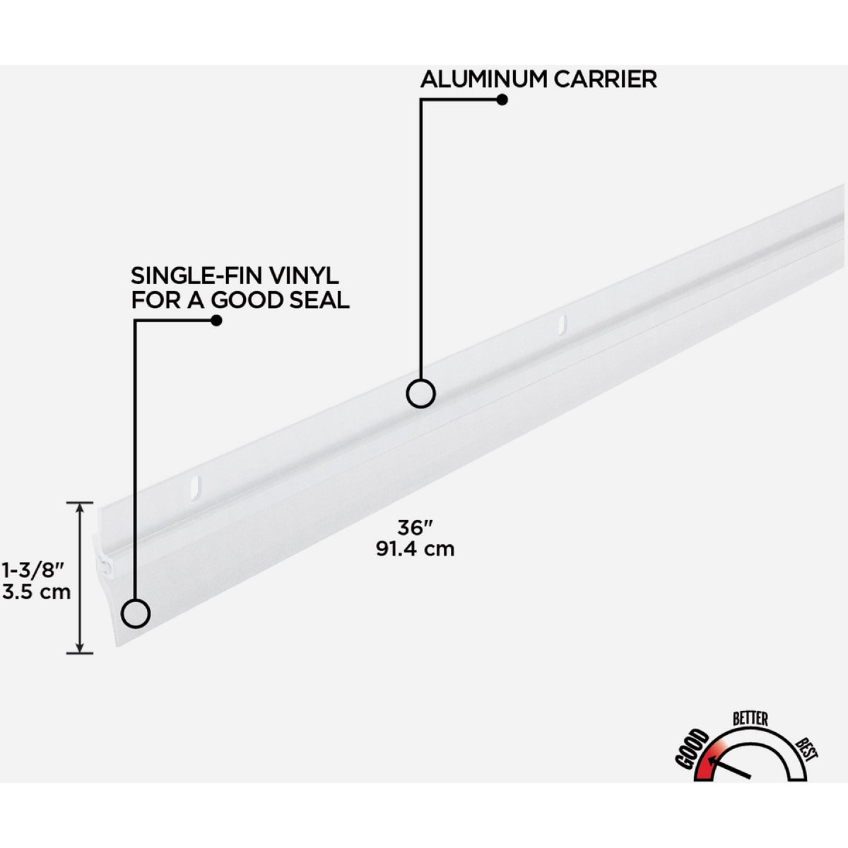 M-D Building Products 0.25 In. 36 In. White Door Sweep Image 2