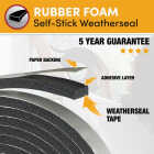 Frost King 3/8 In. Wide x 3/16 In. Thick x 10 Ft. Long Black Rubber Foam Weatherstrip Tape Image 2