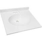 CraftMark 25 In. x 22 In. Cultured Marble Solid High Gloss White Vanity Top with Round Bowl Image 1