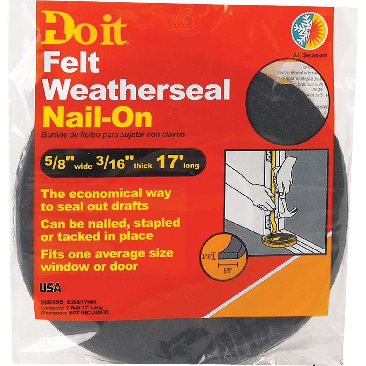 Do it Gray 5/8 In. x 3/16 In. x 17 Ft. Felt Weatherstrip Image 2