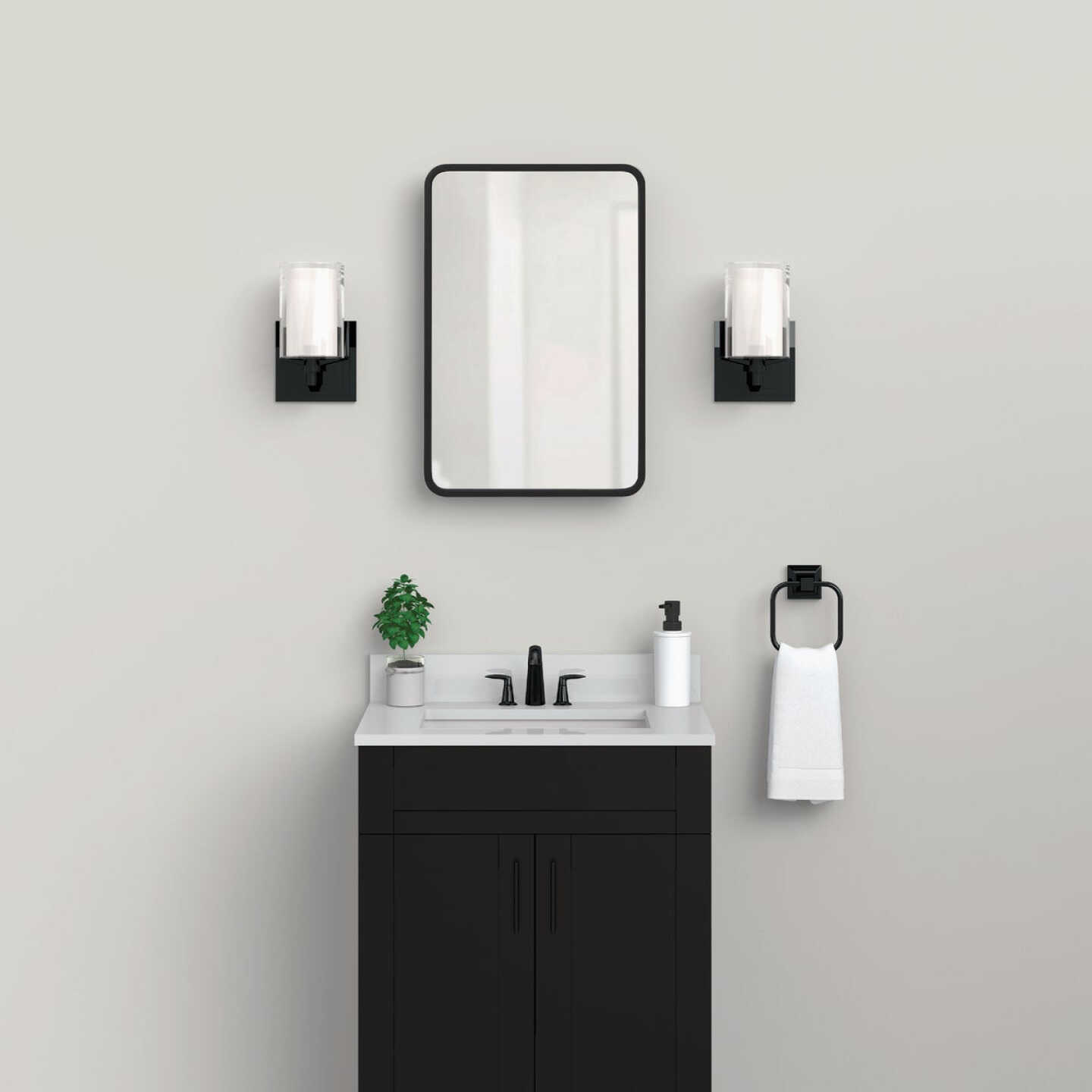 Zenna Home Designer Series Black 16 In. W x 24 In. H x 5 In. D Single Mirror Surface/Recess Mount Rectangle Medicine Cabinet Image 2