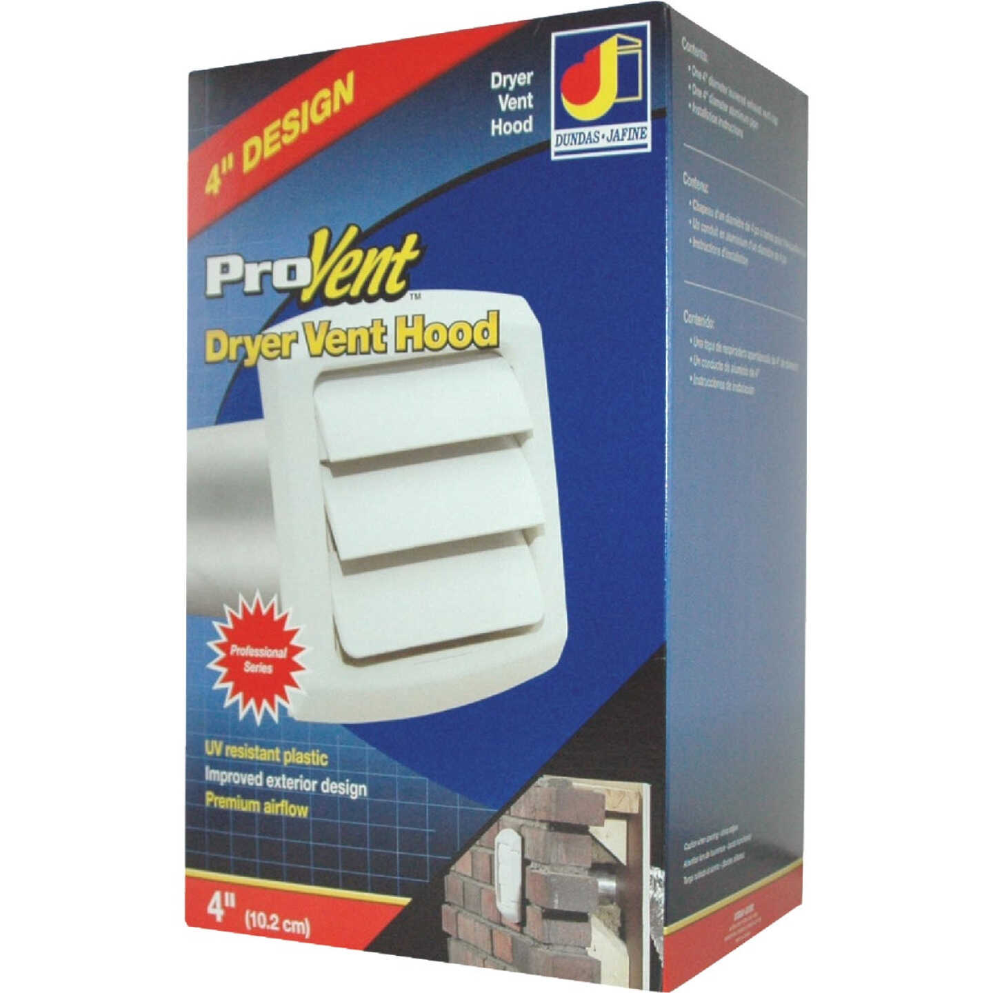 Dundas Jafine ProVent 4 In. White Louvered Dryer Vent Hood Image 3