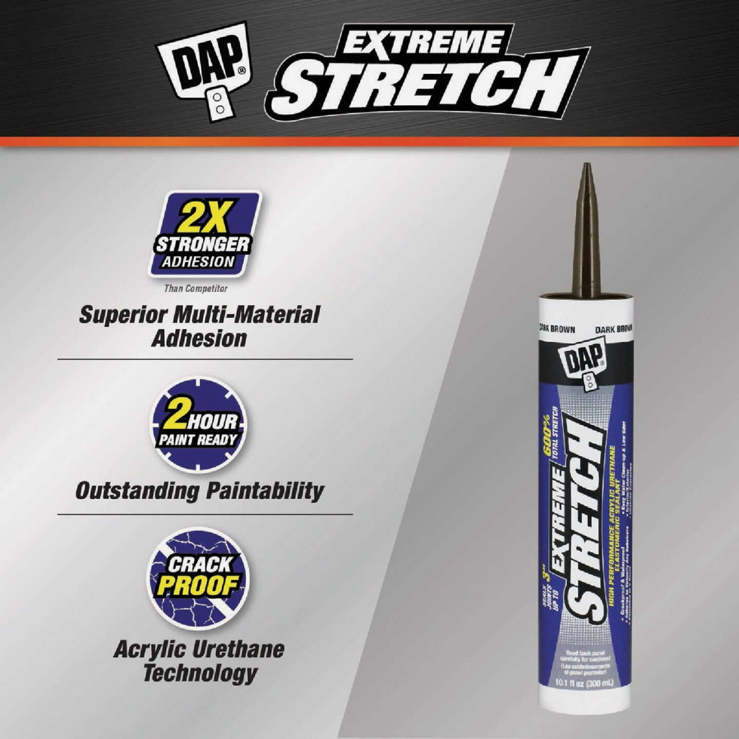 Dap Extreme Stretch 10.1 Oz. Dark Brown Acrylic Urethane Premium Elastomeric Sealant Image 2