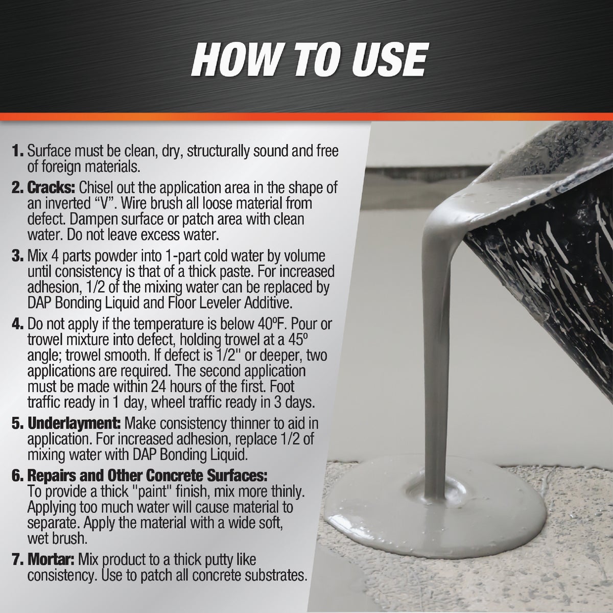 Dap 5 Lb. Concrete Patcher & Resurfacer Dry Mix, Gray Image 3