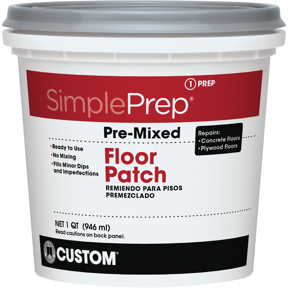 SimplePrep Pre-Mixed Floor Patch, Gray, 1 Qt.