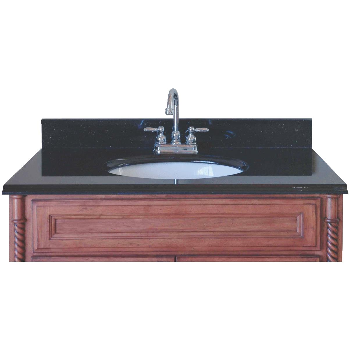 Team Efforts 61 In. X 21 In. Black Galaxy Granite With White Porcelain Bowl