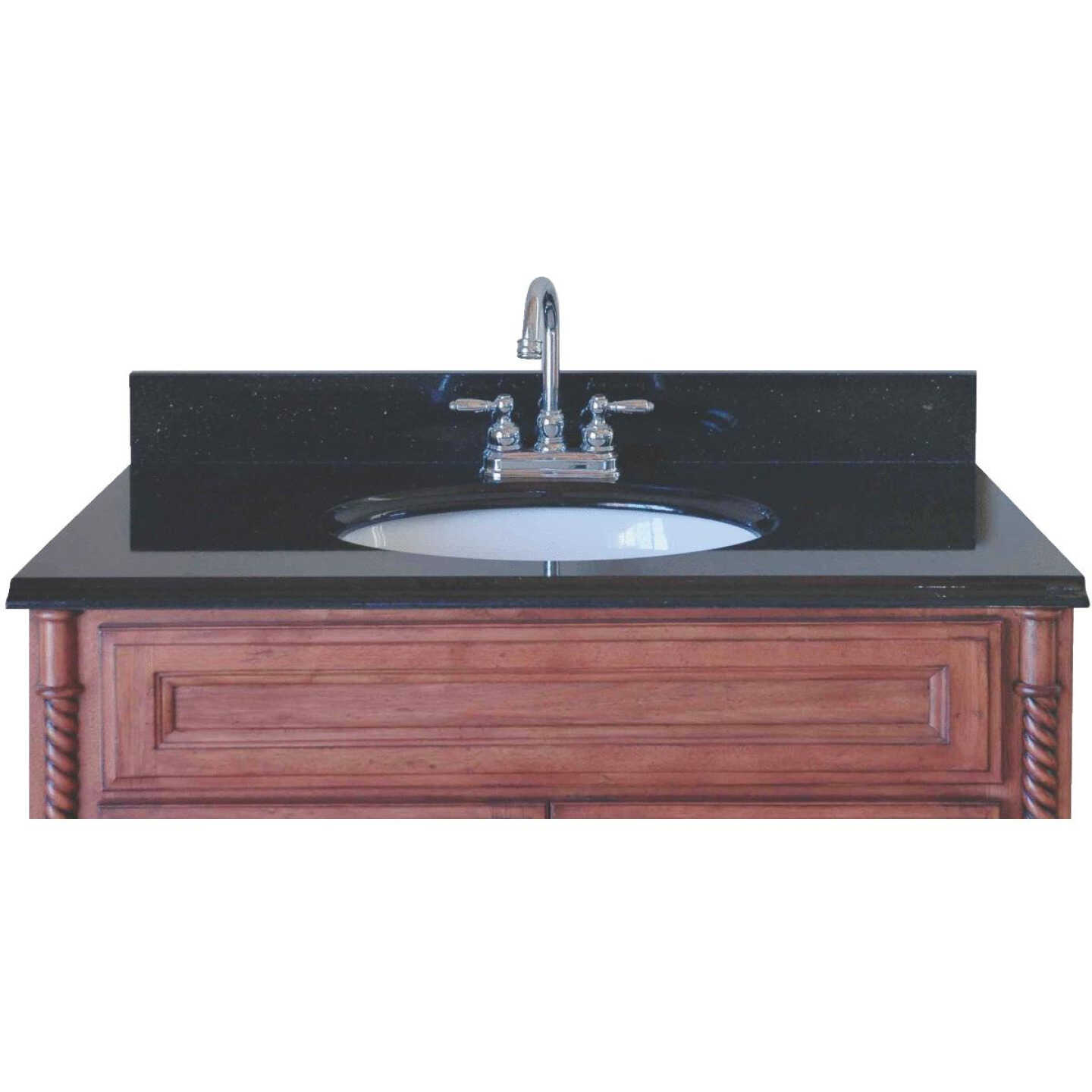 Team Efforts 61 In. X 21 In. Black Galaxy Granite With White Porcelain Bowl Image 1