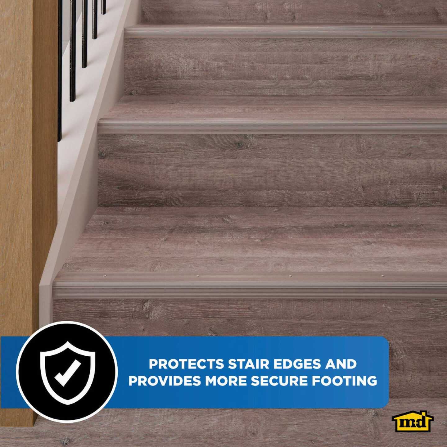 M-D Building Products 1-1/8 In. X 1-1/8 In. X 72 In. Pewter Aluminum Stair Edging with Screw Nails Image 3