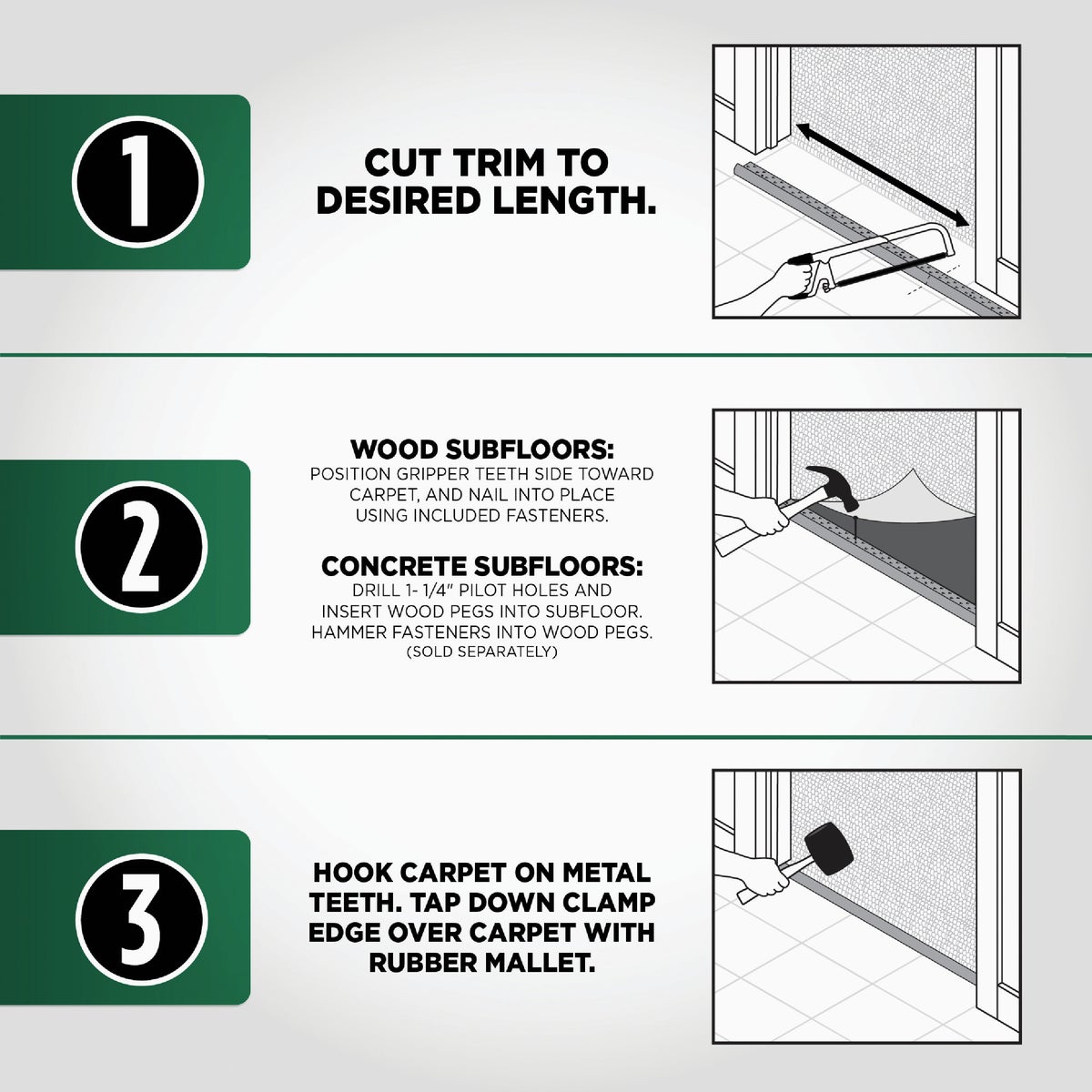 M-D Building Products Pewter 1-3/8 In. x 6 Ft. Aluminum Carpet Gripper Image 6