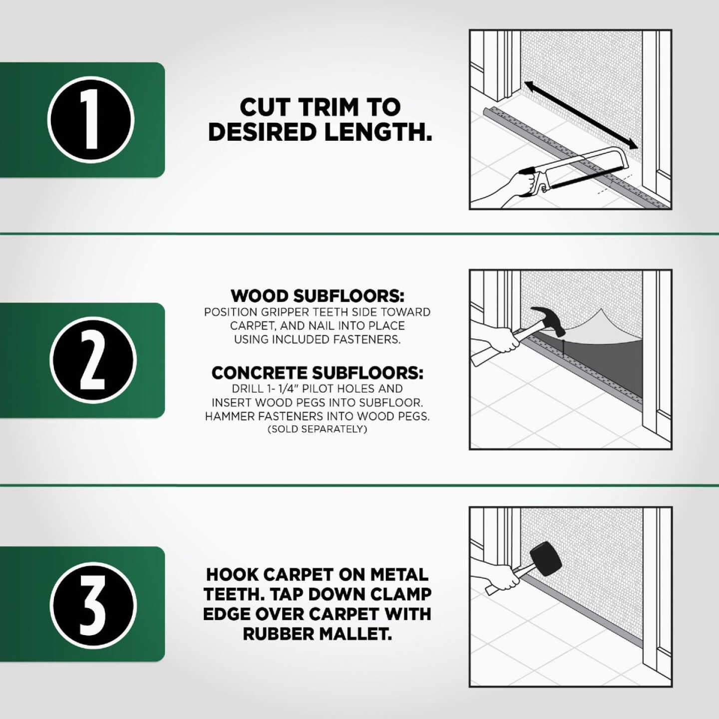 M-D Building Products Pewter 1-3/8 In. x 6 Ft. Aluminum Carpet Gripper Image 6