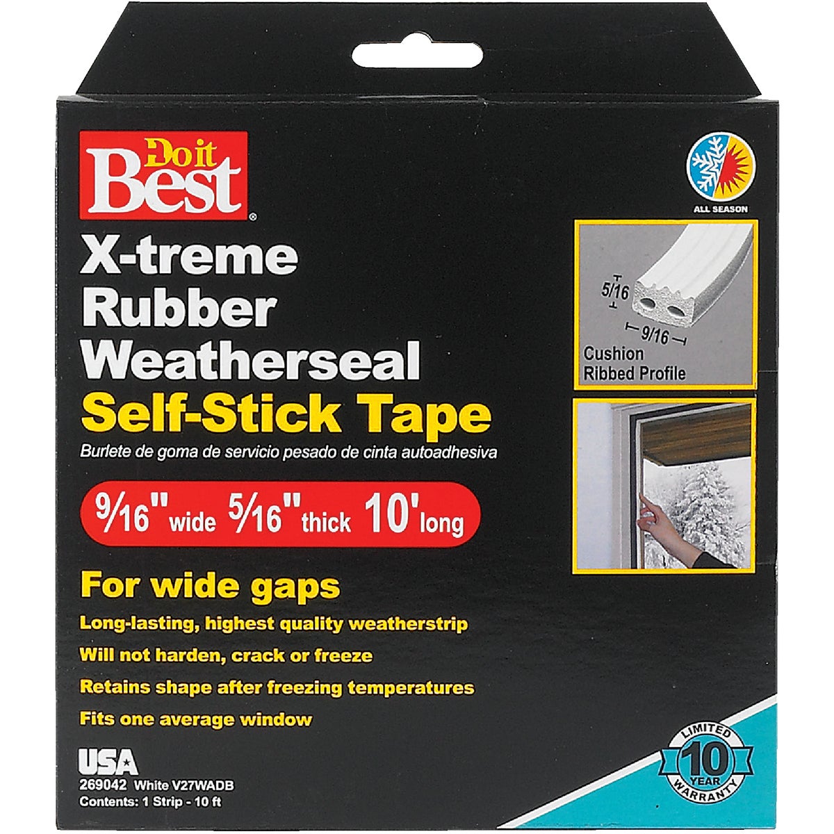 Do it Best 9/16 In. x 10 Ft. White Wide Weatherseal Tape Image 2