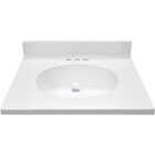 Modular Vanity Tops 25 In. W x 22 In. D Solid White Cultured Marble Flat Edge Sink Sink Vanity Top with Oval Bowl Image 3