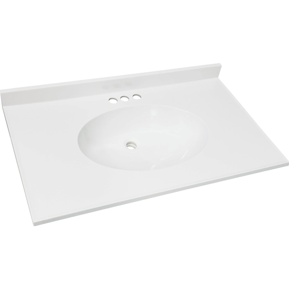 CraftMark 31 In. x 19 In. Cultured Marble Solid High Gloss White Vanity Top with Round Bowl